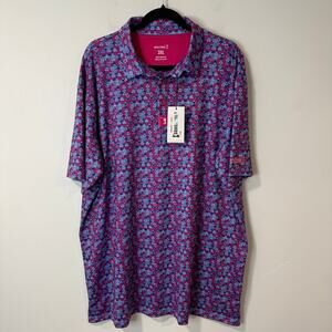 Bogey Bros Men's Polo Shirt NEW 3XL Blue Pink Print Golf